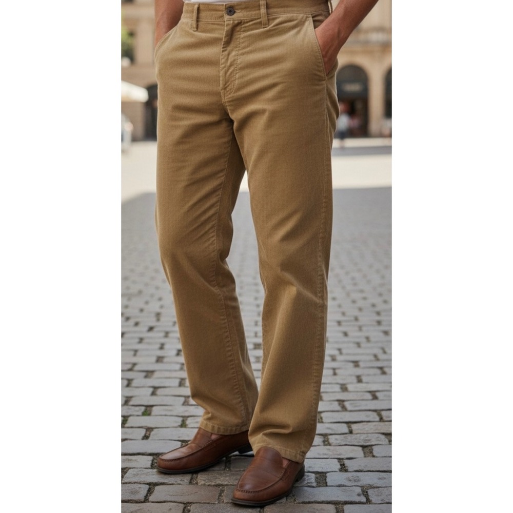 ST JOHNS BAY Mens Tan Corduroy Pants Size W38 L32 Classic Fit Casual